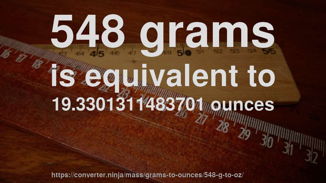 548 grams is equivalent to 19.3301311483701 ounces