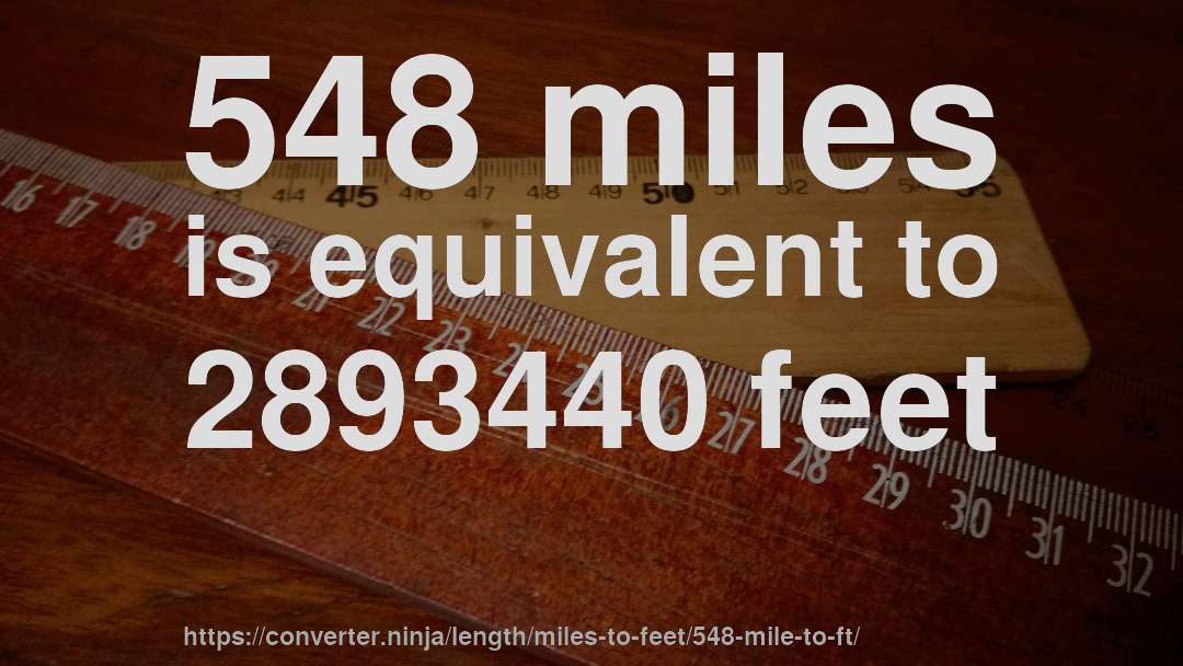 548 miles is equivalent to 2893440 feet