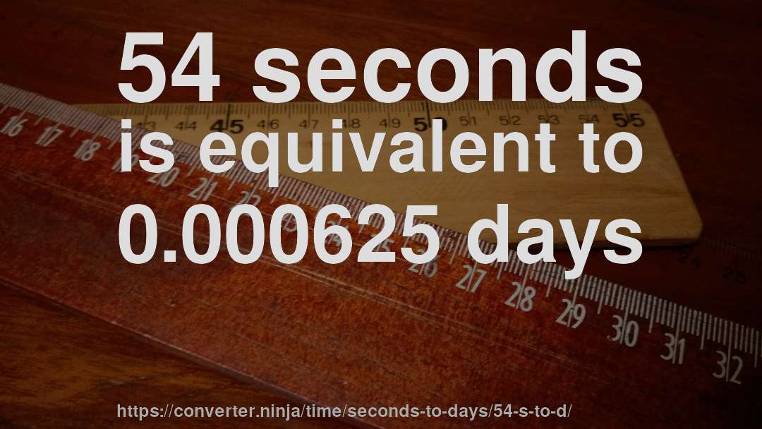 54 seconds is equivalent to 0.000625 days