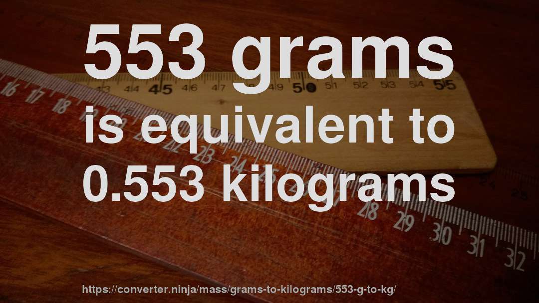 553 grams is equivalent to 0.553 kilograms