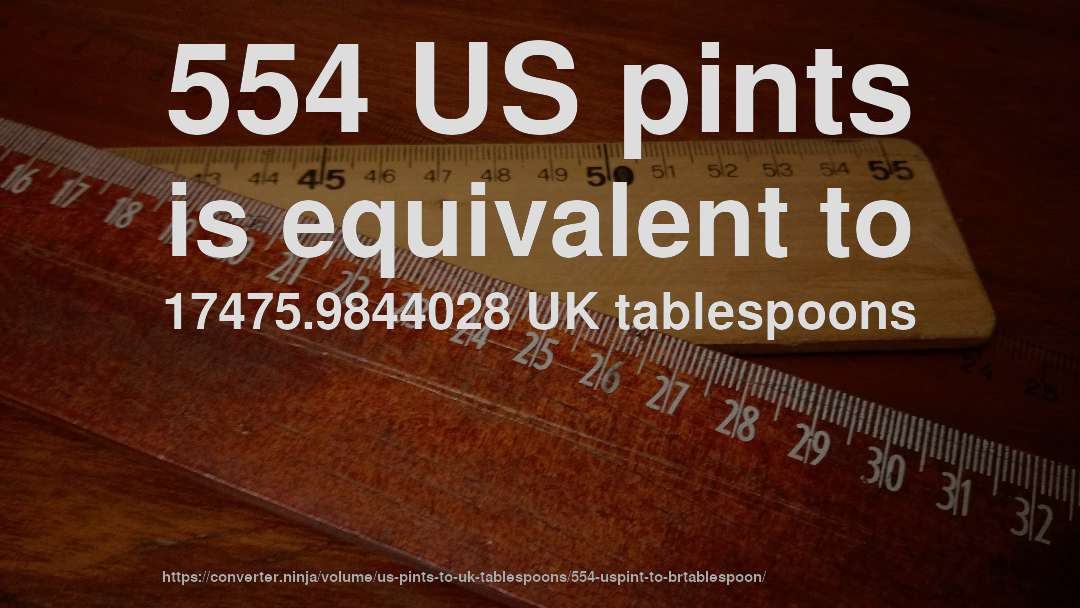 554 US pints is equivalent to 17475.9844028 UK tablespoons