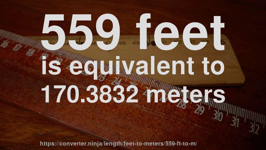 559 feet is equivalent to 170.3832 meters