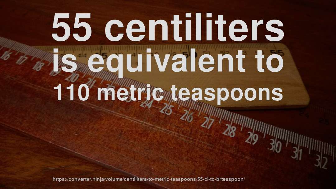 55 centiliters is equivalent to 110 metric teaspoons