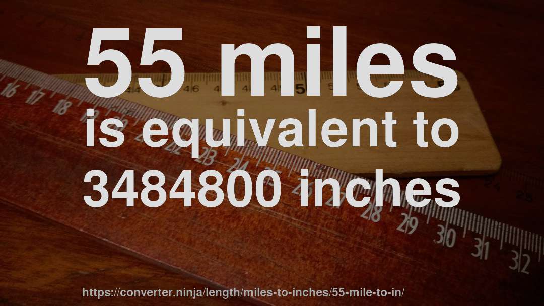 55 miles is equivalent to 3484800 inches