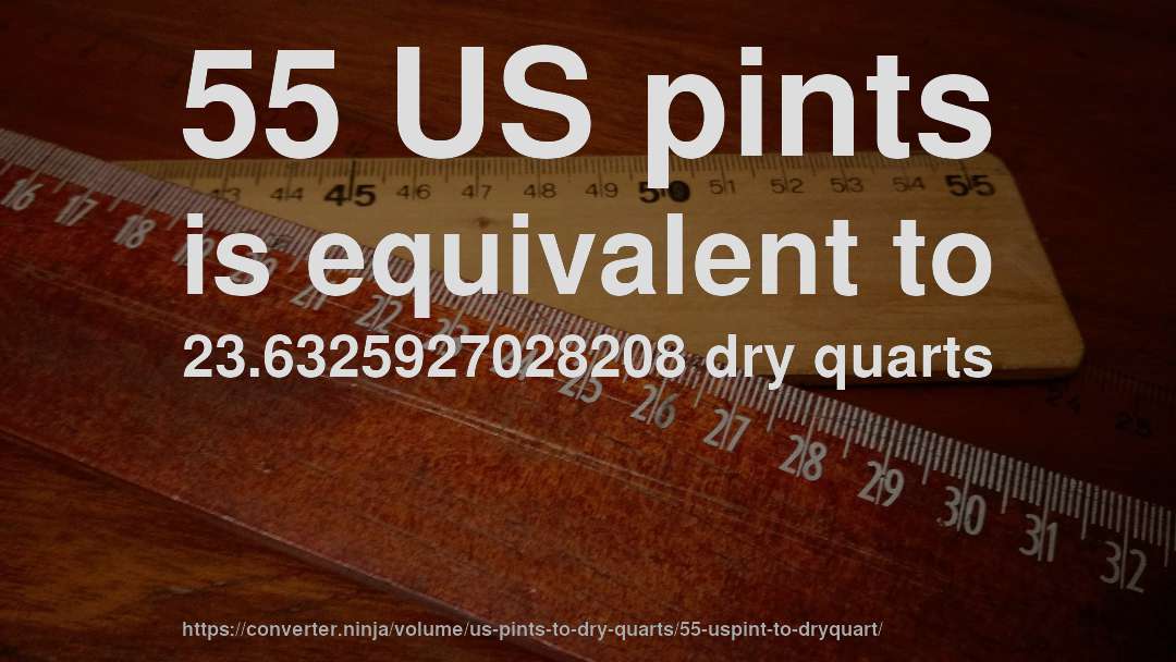 55 US pints is equivalent to 23.6325927028208 dry quarts