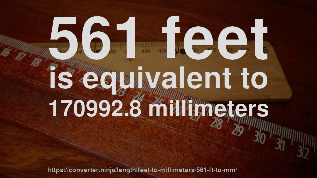 561 feet is equivalent to 170992.8 millimeters