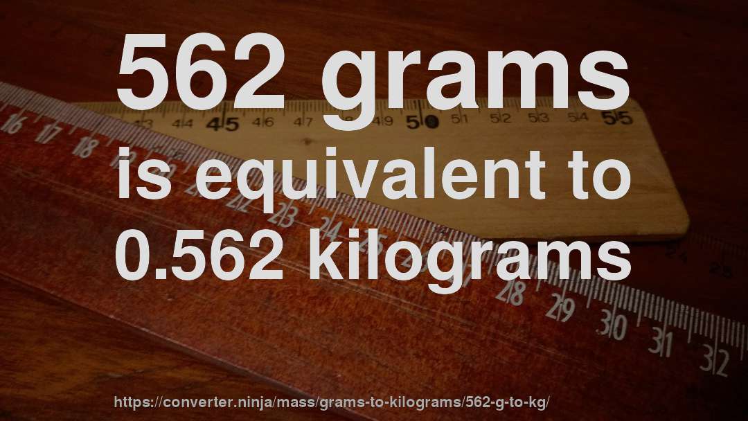 562 grams is equivalent to 0.562 kilograms