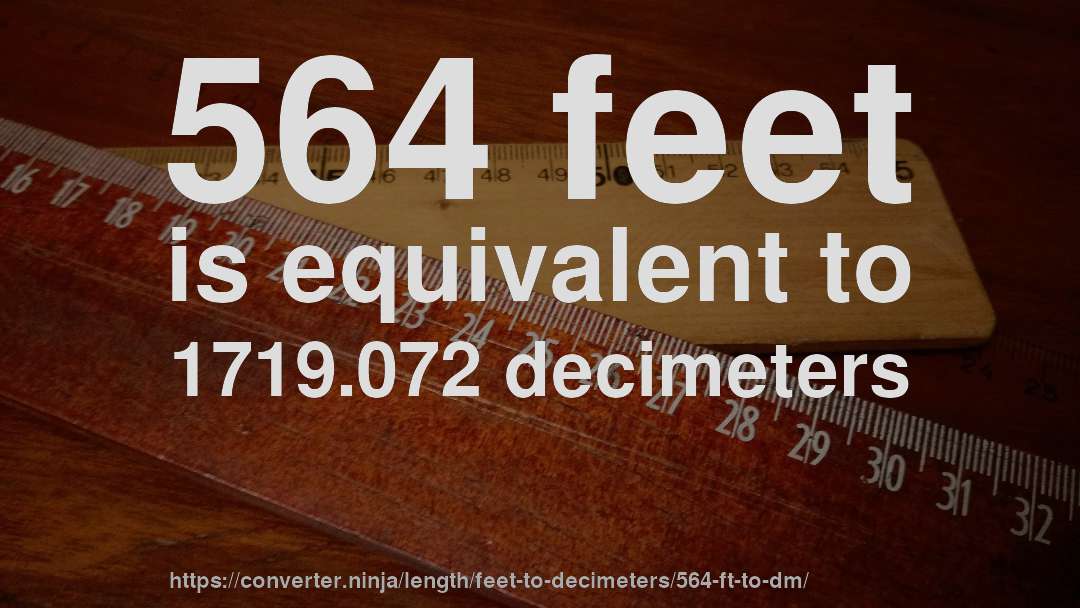 564 feet is equivalent to 1719.072 decimeters