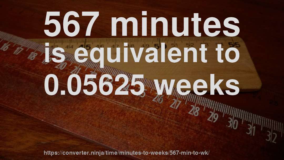 567 minutes is equivalent to 0.05625 weeks