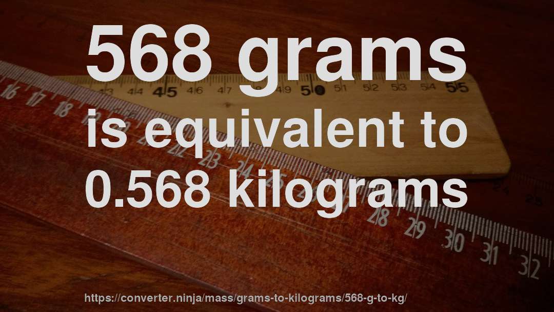 568 grams is equivalent to 0.568 kilograms