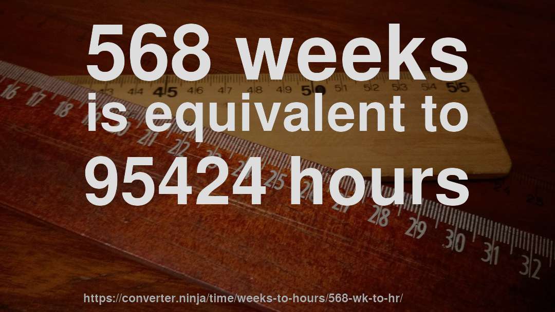 568 weeks is equivalent to 95424 hours