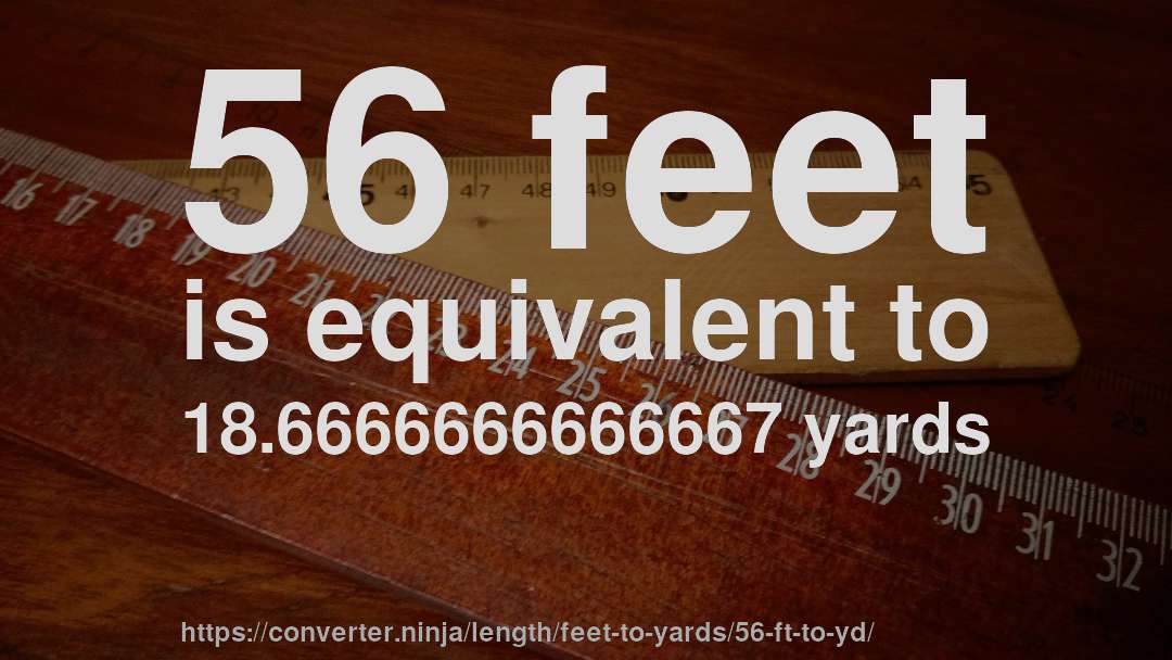 56 feet is equivalent to 18.6666666666667 yards
