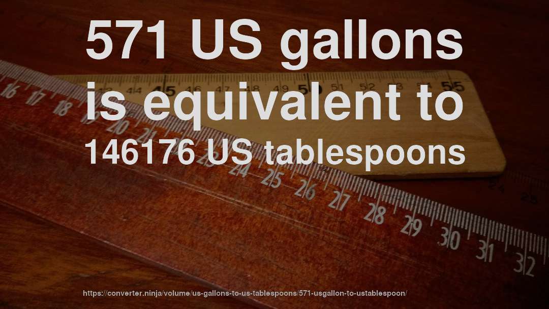 571 US gallons is equivalent to 146176 US tablespoons