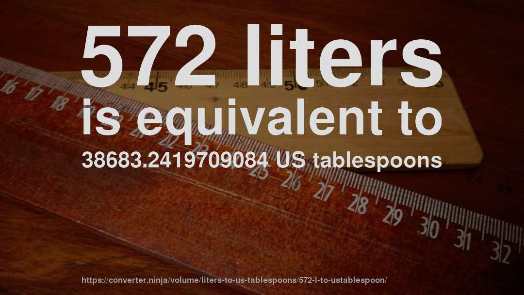 572 liters is equivalent to 38683.2419709084 US tablespoons