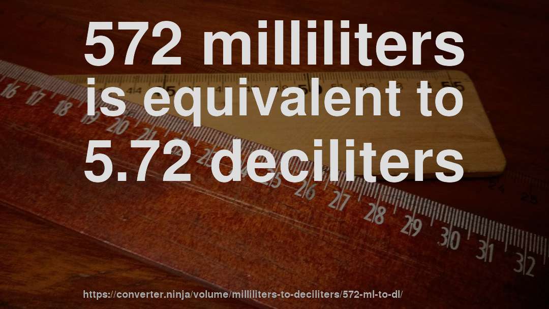 572 milliliters is equivalent to 5.72 deciliters