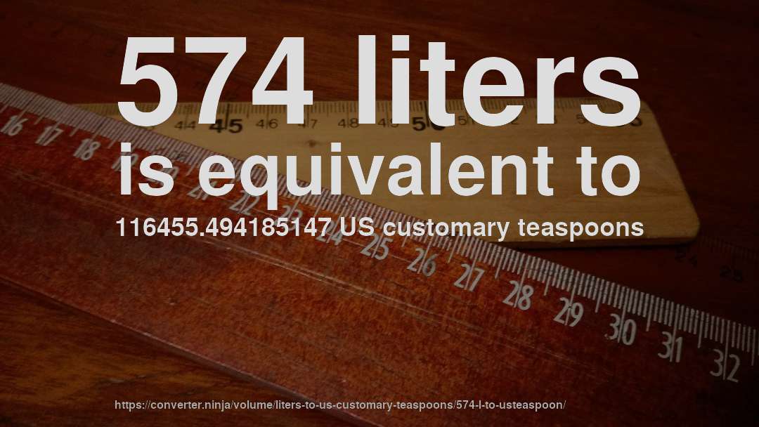 574 liters is equivalent to 116455.494185147 US customary teaspoons