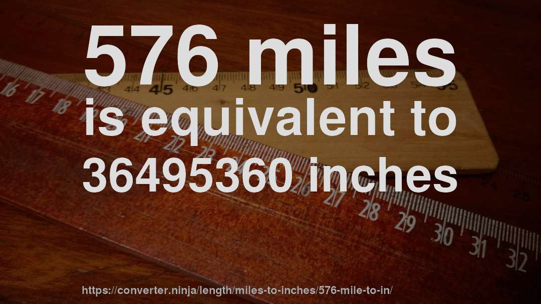 576 miles is equivalent to 36495360 inches