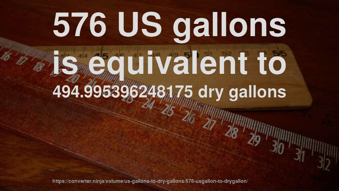 576 US gallons is equivalent to 494.995396248175 dry gallons