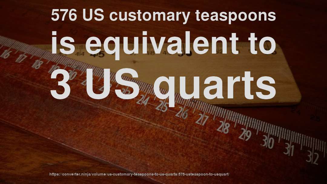 576 US customary teaspoons is equivalent to 3 US quarts