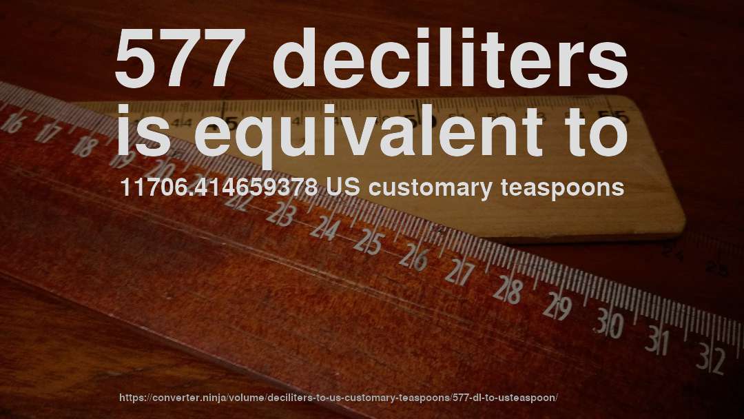 577 deciliters is equivalent to 11706.414659378 US customary teaspoons