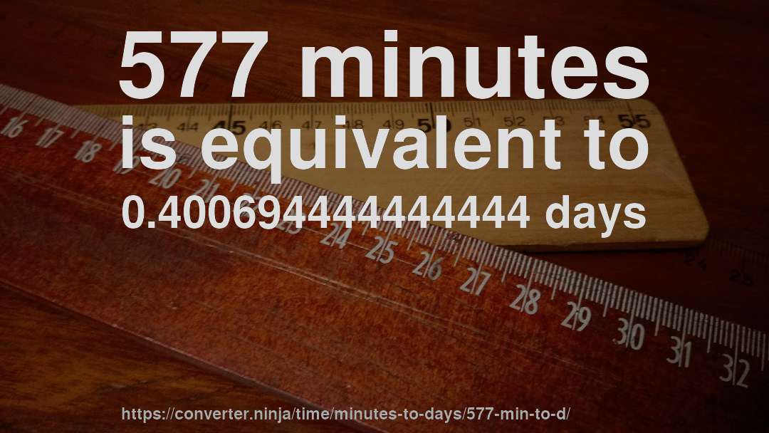 577 minutes is equivalent to 0.400694444444444 days