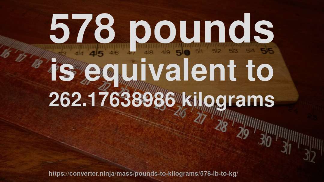 578 pounds is equivalent to 262.17638986 kilograms