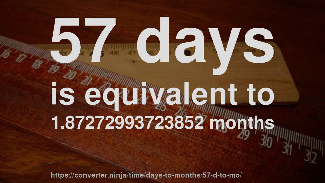 57 days is equivalent to 1.87272993723852 months