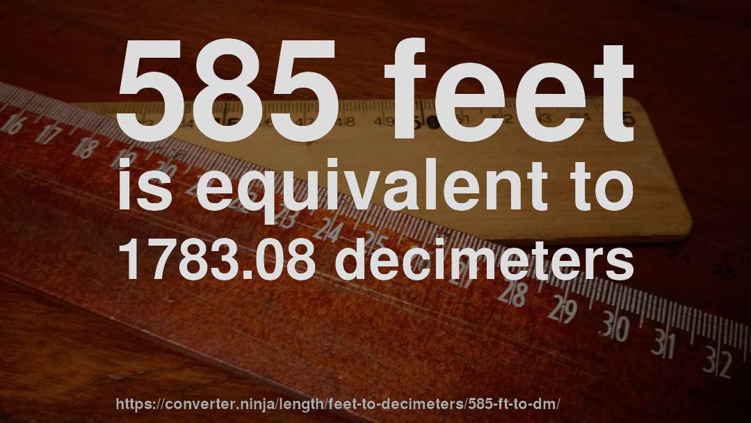585 feet is equivalent to 1783.08 decimeters