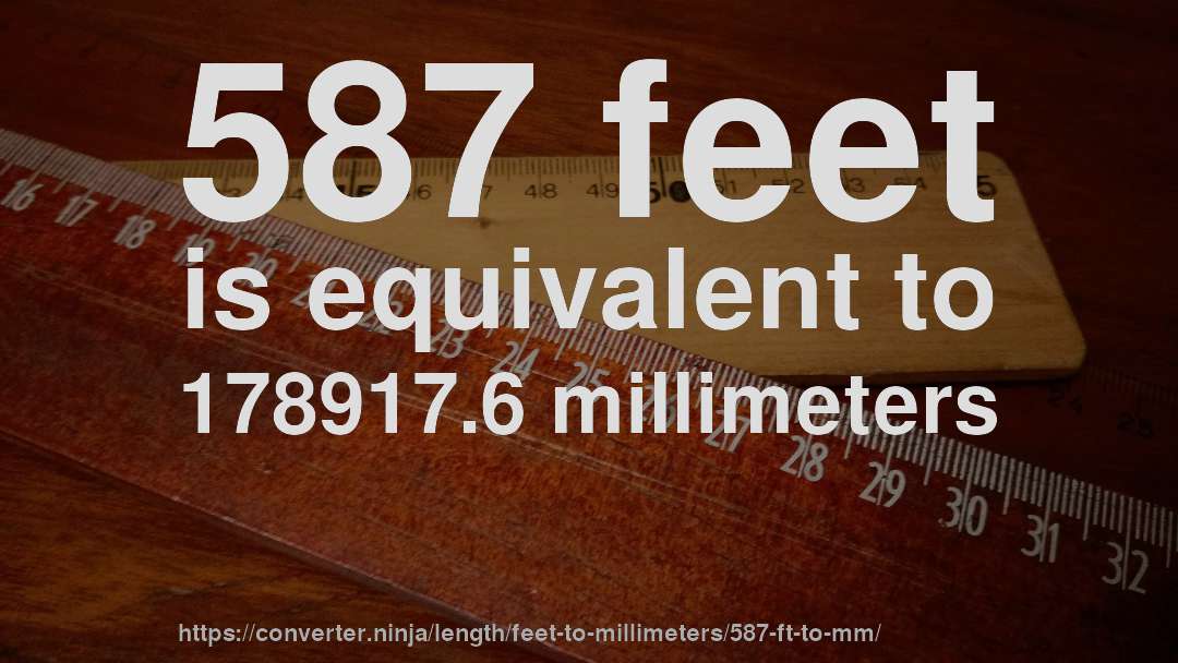 587 feet is equivalent to 178917.6 millimeters