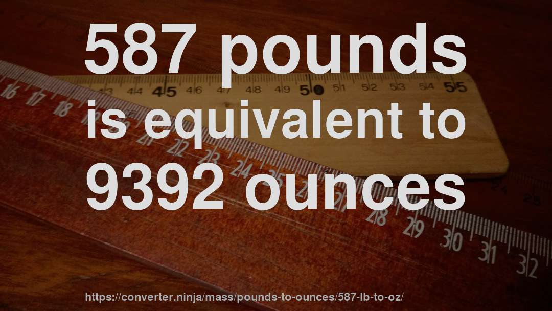 587 pounds is equivalent to 9392 ounces