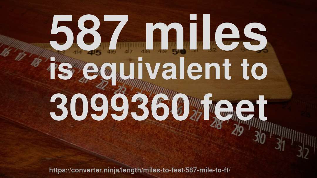 587 miles is equivalent to 3099360 feet