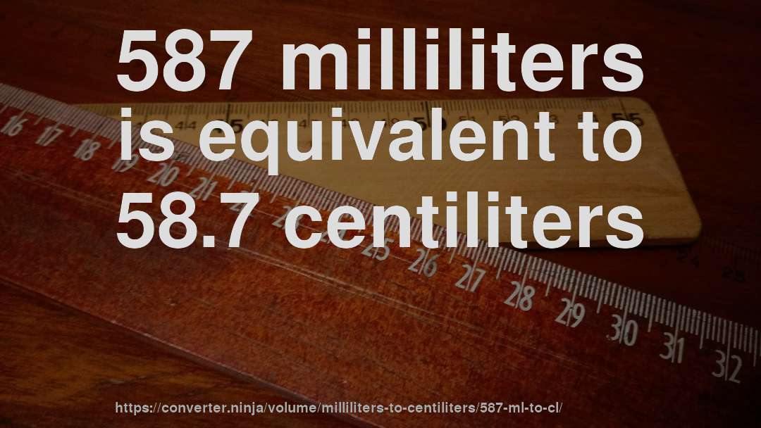 587 milliliters is equivalent to 58.7 centiliters