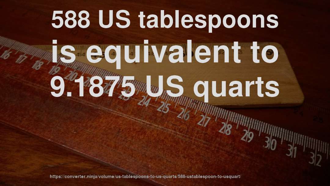 588 US tablespoons is equivalent to 9.1875 US quarts