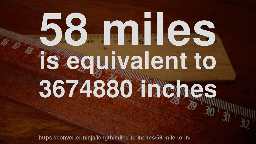 58 miles is equivalent to 3674880 inches