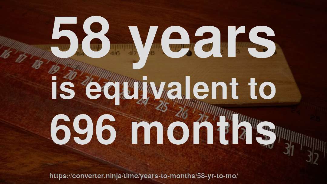 58 years is equivalent to 696 months