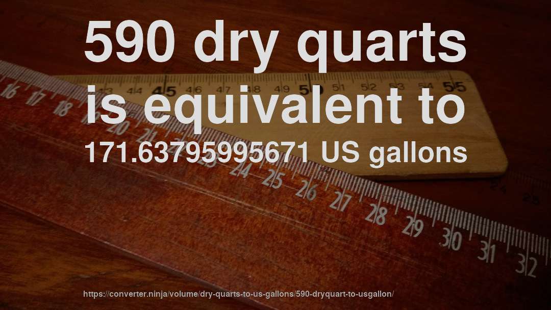 590 dry quarts is equivalent to 171.63795995671 US gallons