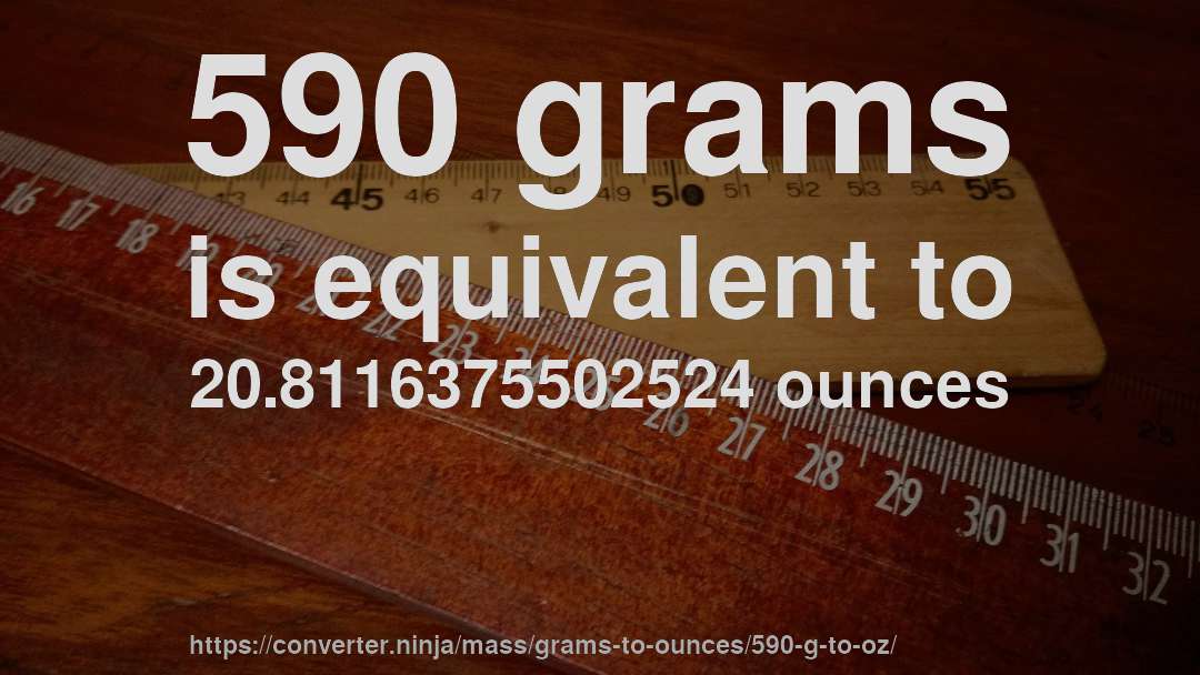 590 grams is equivalent to 20.8116375502524 ounces