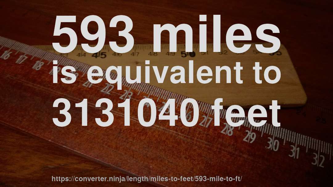 593 miles is equivalent to 3131040 feet