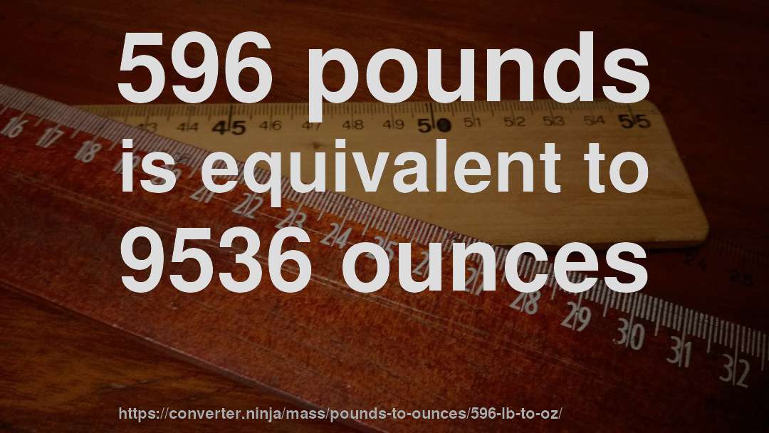 596 pounds is equivalent to 9536 ounces
