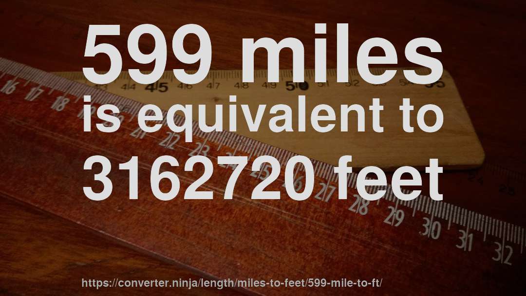 599 miles is equivalent to 3162720 feet
