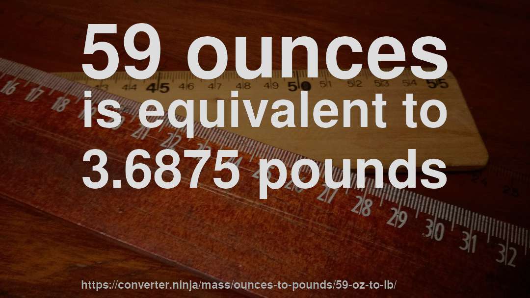 59 ounces is equivalent to 3.6875 pounds