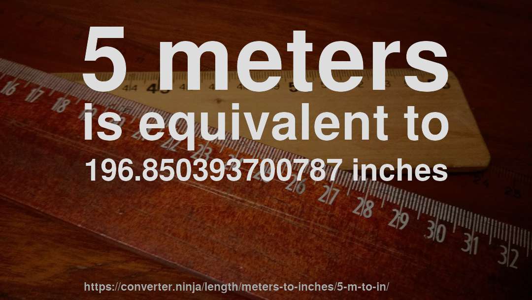 5 meters is equivalent to 196.850393700787 inches