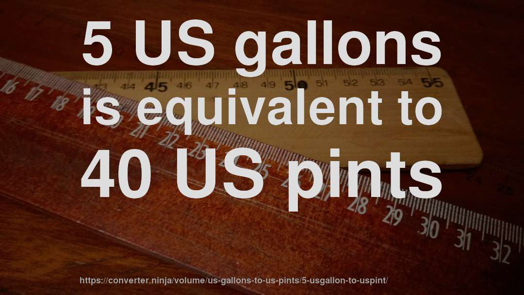 5 US gallons is equivalent to 40 US pints
