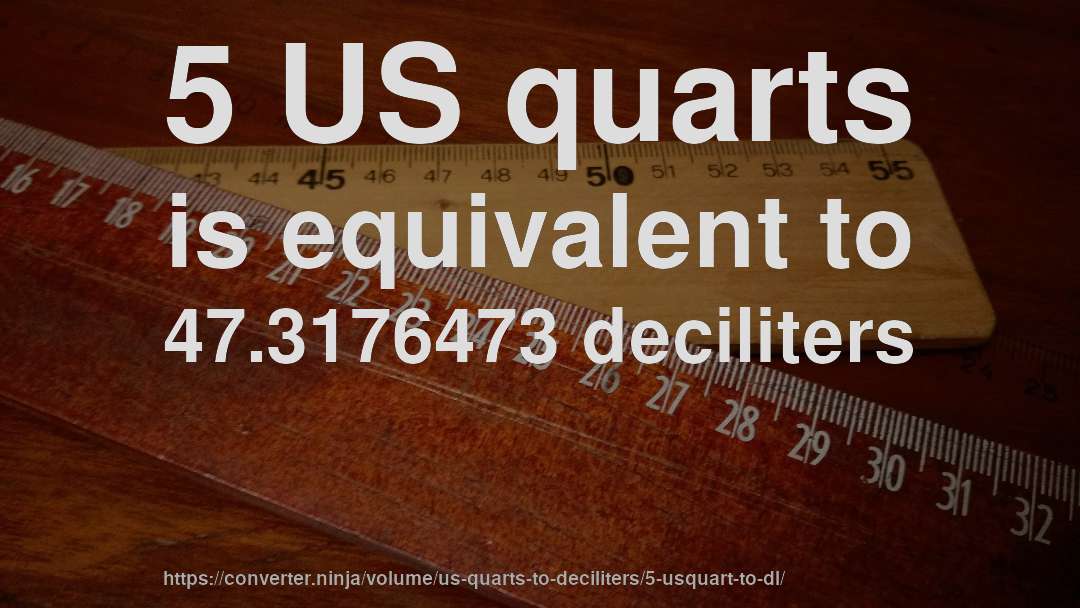 5 US quarts is equivalent to 47.3176473 deciliters
