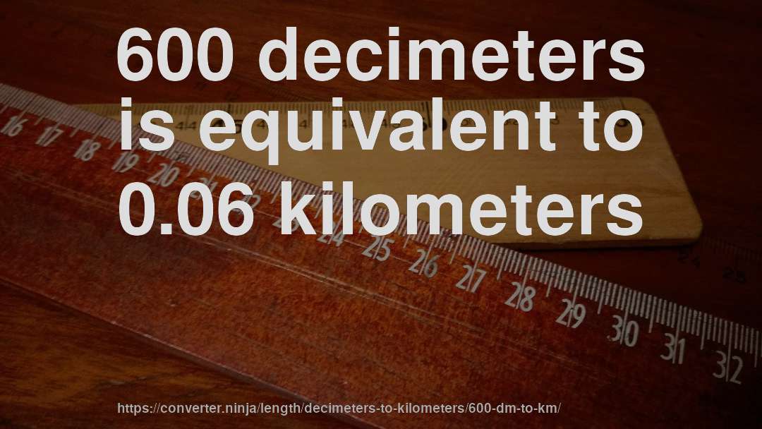 600 decimeters is equivalent to 0.06 kilometers