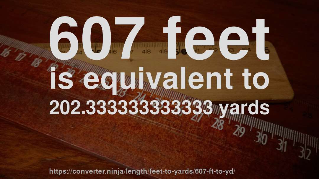 607 feet is equivalent to 202.333333333333 yards