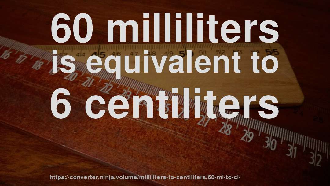 60 milliliters is equivalent to 6 centiliters