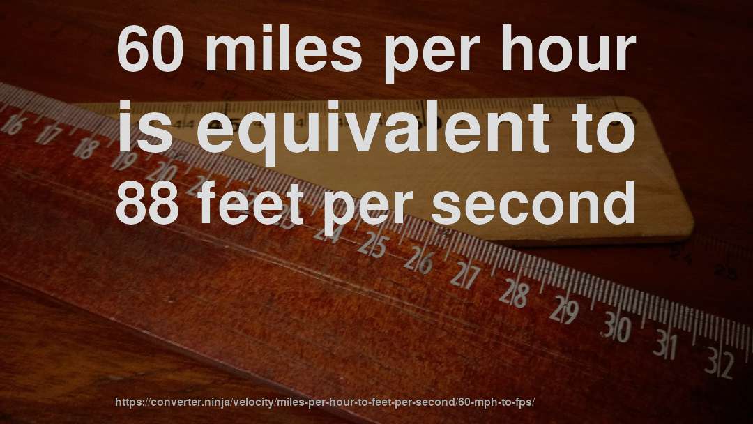 60 miles per hour is equivalent to 88 feet per second