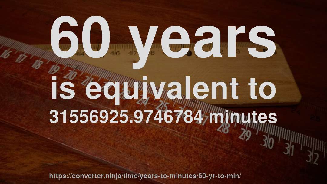 60 years is equivalent to 31556925.9746784 minutes