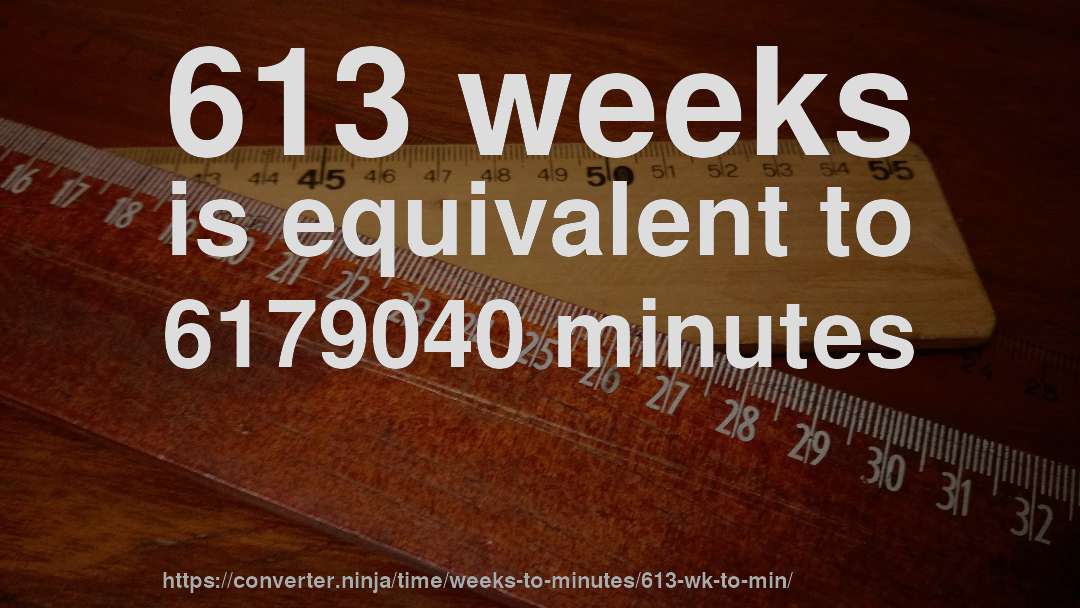 613 weeks is equivalent to 6179040 minutes
